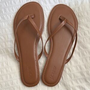 NEW J. Crew Brown Leather Minimalist Sandals with Thin Straps